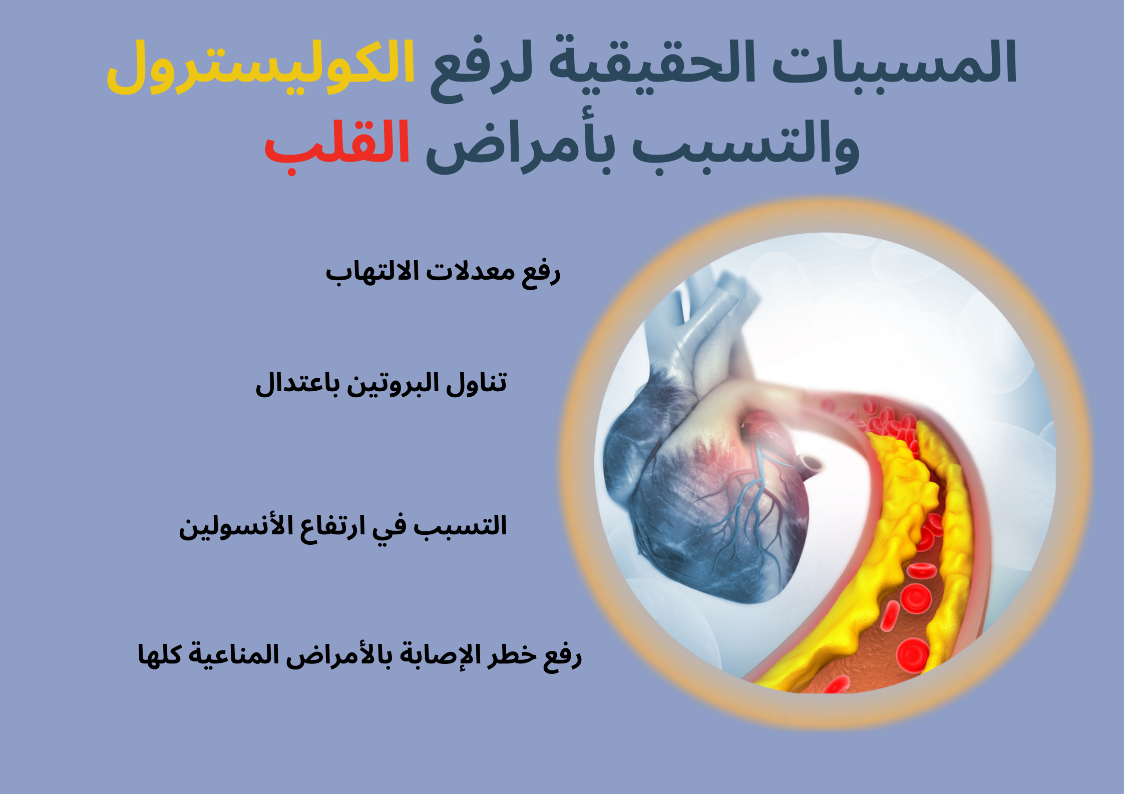 المسببات الحقيقية لرفع الكوليسترول والتسبب بأمراض القلب	